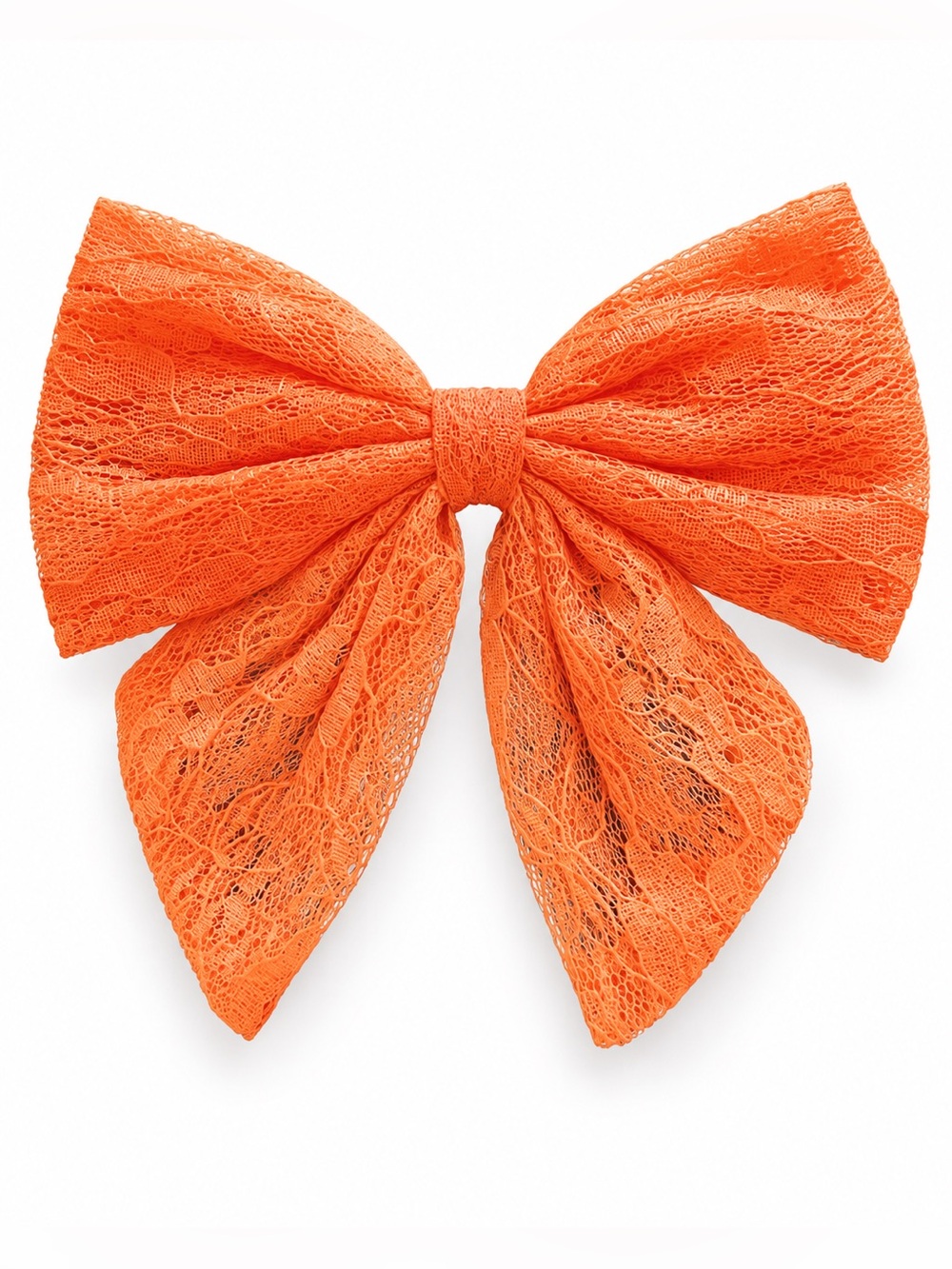 Bright Orange Lace Coquette Girl Minimalist Preppy 6" Bow Alligator Hair Clip